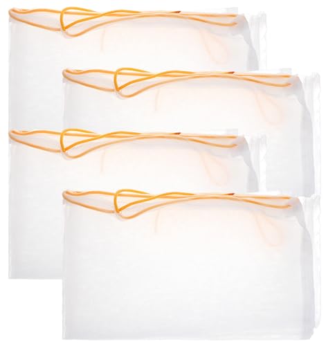 4 Pcs Cheesecloth Bags for Straining, Ultra-Fine Reusable Cheese Cloth Bag for Straining, Adjustable Drawstring Beginner Honey Extractor Equipment for 5 Gallon Bucket (Washable)