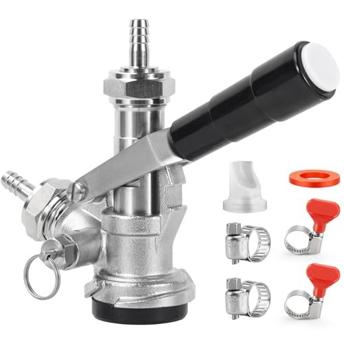 All 304 Stainless Steel D System Keg Coupler, Beer Tap Coupler with 1/4’’ Beer Line Barb & 5/16’’ Gas Line Barb, Heavy Duty US D Sankey Coupler for Smooth Pouring & Fast Dispensing | Heavy Duty, Foam-Free - size: 1/4’’Barb