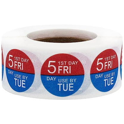 Dissolvable Friday Through Tuesday 5 Day Food Rotation Labels Use By 3/4 Inch 500 Adhesive Stickers - color: Friday