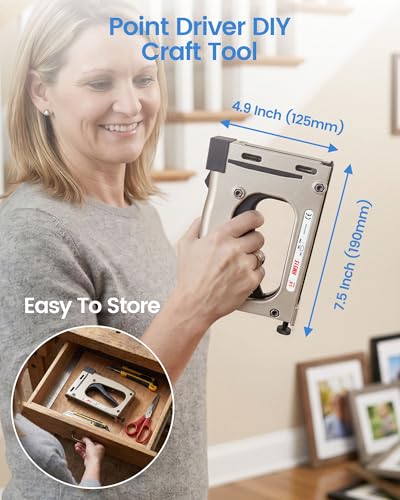 meite Point Driver HM515 Manual Tool with 1000-Count Flexible Point Nails, Picture Framing Tool for DIY Crafts, Frame Point Driver, Picture Frame Stapler/Nailer/Tacker