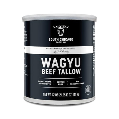 South Chicago Packing 100% Pure Wagyu Beef Tallow, 42 Ounces – Paleo & Keto Friendly Cooking Fat for Searing, Sautéing & Frying
