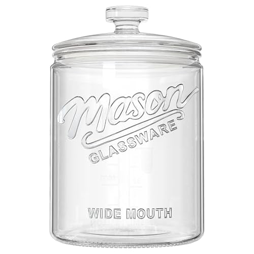 1 Gallon Glass Cookie Jar with Lid Airtight, Large Wide Mouth Sourdough Starter Jar for Baked Goods - Glass Storage Container for Pantry Organizer, Laundry Room, Flour, Dog Treats, Meal Prep