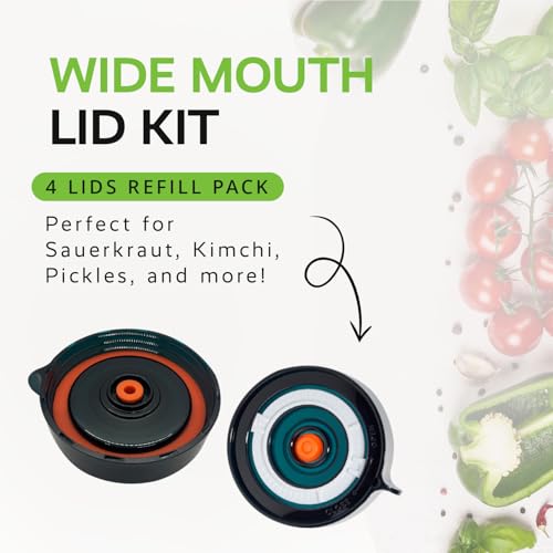 Fermentation Lids Kit, Mason Jar Airlock Lid, Fermenting Lids for Wide Mouth Mason Jars, Kimchi, Pickle, and Sauerkraut Fermentation, Pack of 4 - color: Blue