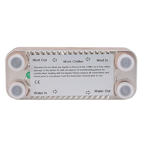 Kitchen Bars Restaurants Steel Brazed Plate Heat Exchanger 1/2 NPT Thread Connection Hot Liquid Accelerated Cooler for Hydronic Heating Brew Wort Chiller 20 Plates Stainless