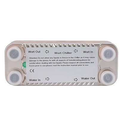 Kitchen Bars Restaurants Steel Brazed Plate Heat Exchanger 1/2 NPT Thread Connection Hot Liquid Accelerated Cooler for Hydronic Heating Brew Wort Chiller 20 Plates Stainless