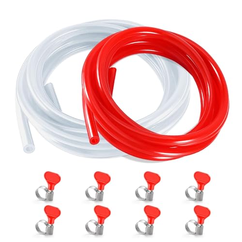 15FT CO2 Hose Beer Line Dual Lines Kit，ID 3/16" Beer Line Tubing & ID 5/16" CO2 Gas Line Kegerator Replacement Line Food-Grade PVC Tubing Draft Beer Keg Faucet Tubing with 8 PCS Hose Clamps - size: 15Ft Beer Line +15Ft Gas Line