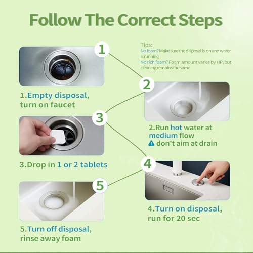 ORIENTLEAF Garbage Disposal Cleaner and Deodorizer Tablets 24 Pack, 1 Year Supply Sink Cleaner, Reduce Odors, Kitchen Drain Maintenance Care - size: 1 Count (Pack of 24)