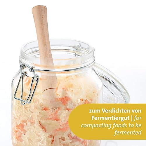 Westmark Fermentation Masher - Heavy Duty Hand Tamper Ideal for Kimchi, Sauerkraut and Fermenting Fermentation Food Effortless Use - Beech Wood - size: Länge: 23,5 cm