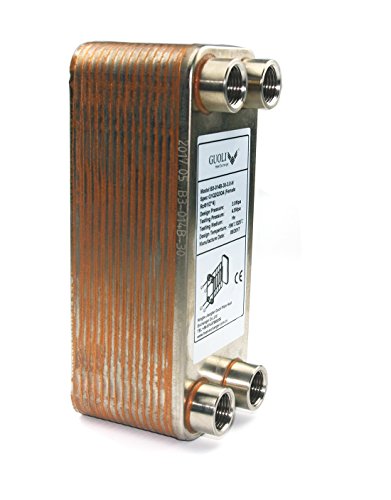 Copper Brazed Wort Chiller for Homebrew- Heat Exchanger for Water Heater- Brazed 30 Stainless Steel Plates Wort Chiller for Homebrew Beer - RC 1/2" X 4
