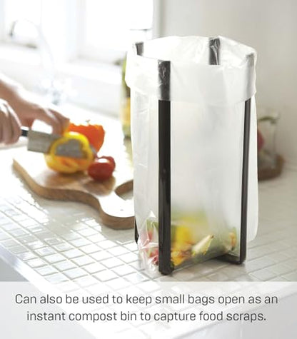 YAMAZAKI Home Tower Kitchen Multi Eco Stand - Multifunctional Plastic Bag Holder Bottle Dryer - Steel - color: Black