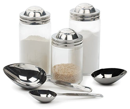 RSVP International Endurance Oval Measuring Scoop, 1/2 cup, Stainless Steel - size: Oval, 0.5-Cup