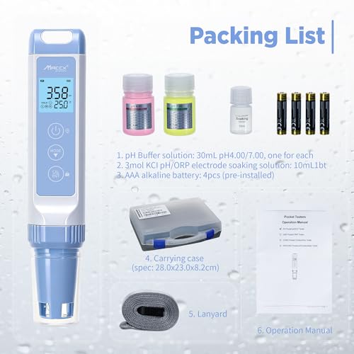 PH Water Tester Kit, Range(-2.0-16.00) PH Pen, ±0.01 pH Accuracy, PH Meter with LCD Display,POCT01-001