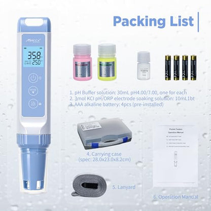 PH Water Tester Kit, Range(-2.0-16.00) PH Pen, ±0.01 pH Accuracy, PH Meter with LCD Display,POCT01-001
