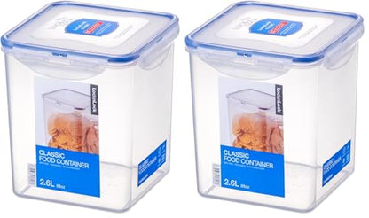LOCK & LOCK Easy Essentials Plastic Food lids/Pantry Storage/Airtight containers, BPA Free, Square-11 Cup-for Sugar, Clear (Pack of 2) - size: Square - 88 Ounce (Pack of 2), style: 11 Cup