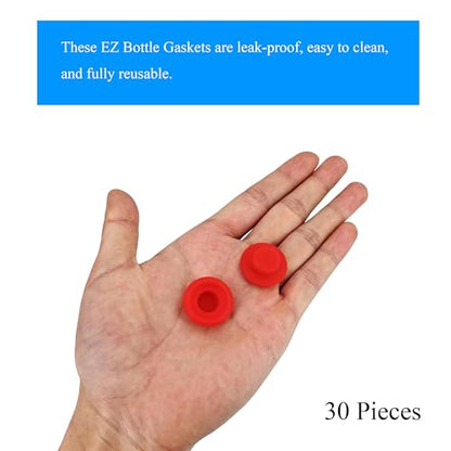 Swing Flip Top Bottle Cap Gasket Swing Top Bottle Seals Washers Beer Bottles Gasket Red Full Cover Design Silicone Rubber Reusable High Pressure 30 Pieces for Home Brew Beer Soda Bottles Sealing