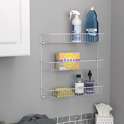 ClosetMaid 3-Tier Hanging Wall Mounted Metal Rack for Spices, Shelf Storage, Pantry Organization, Laundry, Kitchen, Bathroom, White, 8022 - size: 18-Inch Wide, style: 3-Tier