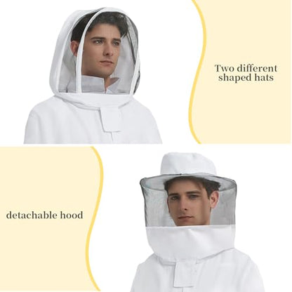 Sting Proof Full Body Bee Suit, Unisex, 2 Veils & Gloves, L(Fits 5'7"-5'11") | Unisex Ultralight Full Body Bee & Wasp Gear, A-Grade Goatskin Gloves, Detachable Veils, Apiary Backyard Halloween - size: L for 5'7" – 5'11"