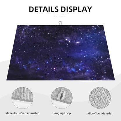 Galaxy Starry Night Sky Stars Dish Drying Mat for Kitchen Counter 18 x 24 inch Cosmic Starry Dish Drainer Rack Mats with Hanging Loop Universe Nebula Space Dishes Drainer Pads Drying Pad - color: Dark Blue