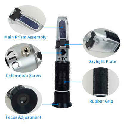 0-32% Brix Meter Refractometer with ATC, brix Refractometer,lab Refractometer forfruit, Fruit Juice,Wine Making - size: 0-32% Brix Meter