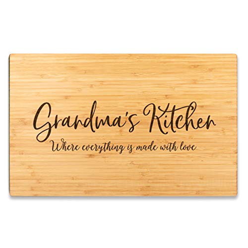 Andaz Press Large Bamboo Wood Cutting Board Gift, 17.75 x 11-inch, Grandma's Kitchen Where Everything is Made With Love, 1-Pack, Engraved Serving Chopping Board Christmas Birthday Chef Kitchen Ideas - color: Grandma