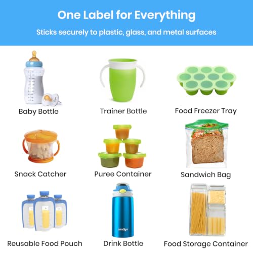 600 Pcs Self-Laminating Daycare Labels for Kids, Waterproof Write-On Name Labels for Baby Bottles, Sippy Cups & Food Containers, Dishwasher & Freezer Safe Stickers for School Supplies, Daycare & Camp
