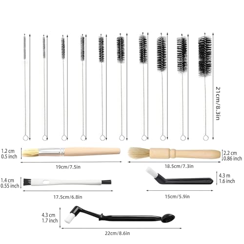 Espresso Machine Cleaning Brush - 15 PCS Long Handle Straw & Bottle Brush Kit, Flexible Scrubber for Coffee Pots, Mugs, Cups, Water Bottles, Glassware & Bent Pipes