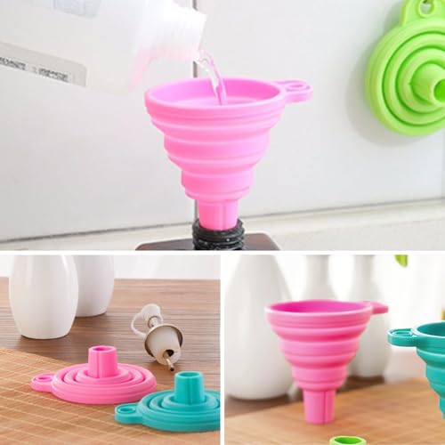 Kitchen Funnel Set 3 Pack, Small Medium Large, Kitchen Accessories Foldable Silicone Collapsible Funnels for Filling Water Bottle Liquid Transfer, Pink - color: 3 Pink