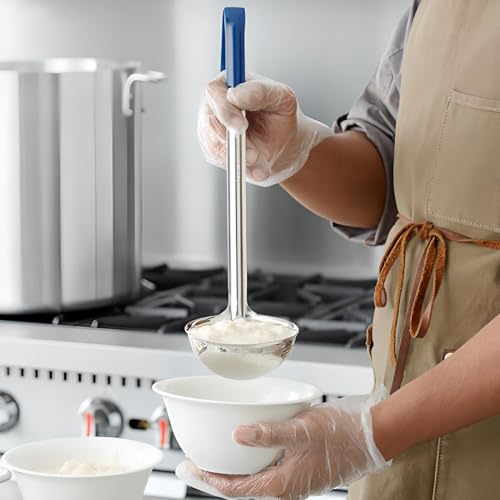 OCS Parts Professional Series Stainless Steel Culinary Ladle | 8 Ounce | Heat Resistant PVC Handle, Dishwasher Safe 14.25-Inch Soup Ladle for Home and Commercial Kitchens - size: 8 Ounce