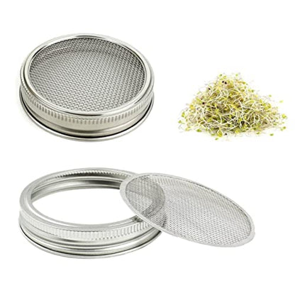 2pcs Stainless Steel Sprouting Jar Lids Wide Mouth Mason Jar Lids Straw for Sprouting Cans
