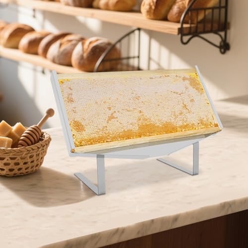 Honeycomb Frame Display Stand, 15.75" x 8.66" Height Adjustable Stainless Steel Honey Uncapping Holder, Beehive Frame Uncapping Tray for Beekeeping Restaurants Bakeries Catering