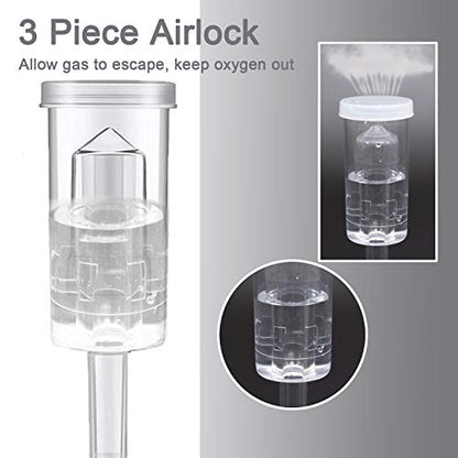 3-Piece Airlock Fermentation Beer Wine Brewing Air Locks 3Pack with Silicone Grommets for Sauerkraut Kimchi Kombucha, transparency 3
