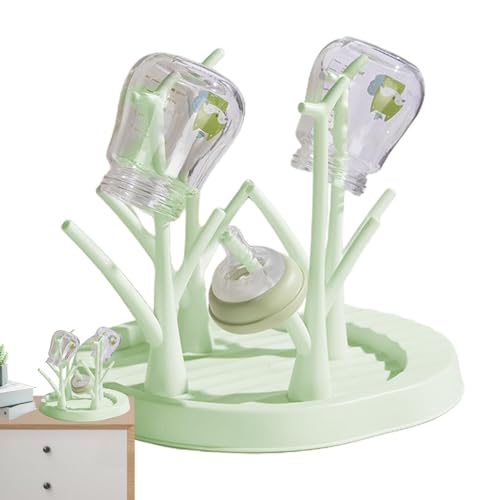 Baby Bottle Drying Rack - Countertop Baby Bottle Drying Rack | Detachable Baby Bottle Holder Storage | Tree-Shaped Bottle Dryer Rack | Space-Saving Bottle Holder for Baby Bottle, Green - color: Green