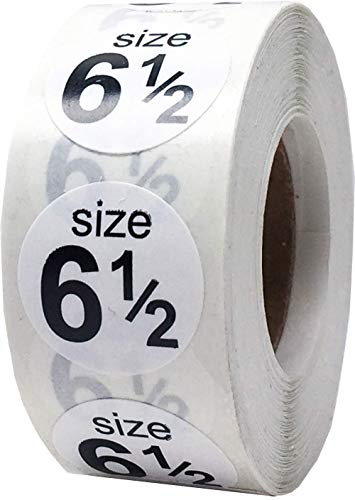 Shoe Size 6 1/2 White Stickers - 3/4 Inch Round, 500 Semi-Gloss Adhesive Labels Per Roll for Retail, Footwear Inventory, and Organization - Made in the USA - color: White Size 6 1/2