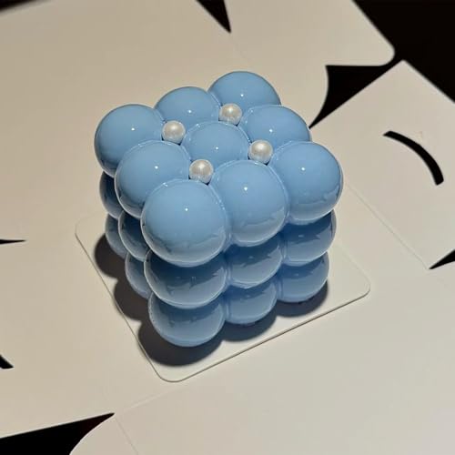 Silicone Bubble Cube Molds for Candle Making, 3D 6-Cavity French Dessert Molds for Baking Mousse Cake Ice Cream - color: White(R0010)