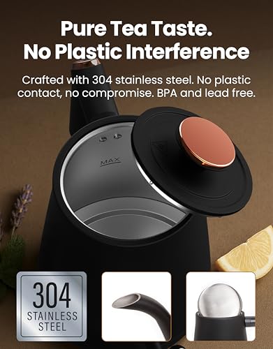 Viante Electric Gooseneck Kettle 0.8L, Pour Over Coffee & Tea, Temp Control | Boil-dry protection, keep-warm function, BPA-free stainless steel body. Includes #2 coffee filters - style: Gooseneck