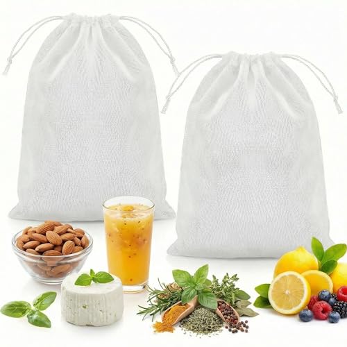 2 Pcs 17"X23" Cheese Cloth Bag for Straining Big Size Nut Bag Strainer Nut Milk Bag cheesecloth Wine Filter also for Cheese Making, Juices & More