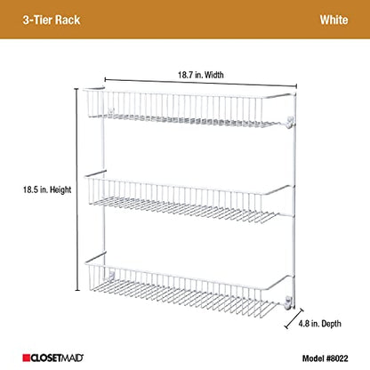ClosetMaid 3-Tier Hanging Wall Mounted Metal Rack for Spices, Shelf Storage, Pantry Organization, Laundry, Kitchen, Bathroom, White, 8022 (Pack of 2) - size: 18-Inch Wide (Pack of 2), style: 3-Tier