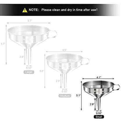 Stainless Steel Funnel, Walfos Kitchen Funnel with 2 Removable Strainer ＆ 1Pc Cleaning Brush, Perfect for Transferring of Liquid, Oils, Jam, Dry Ingredients & Powder (4.1") - color: 1pcs funnel 4.1 inch