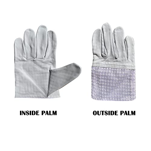 Beekeeping Gloves with Goat Skin Leather Palm and 3-Layer Mesh Sleeve for Unisex (4X-Large, White) - size: 4X-Large