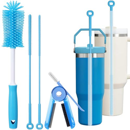XANGNIER 4 PCS Water Bottle Cleaner Brush Set for Stanley Tumbler 40 oz/30 oz/20 oz Cup,Multifunctional Bottle Brush and Long Silicone Straw Cleaner Brush,Cleaning Kit for Owala/Yeti Cup Accessories - size: 4 pack