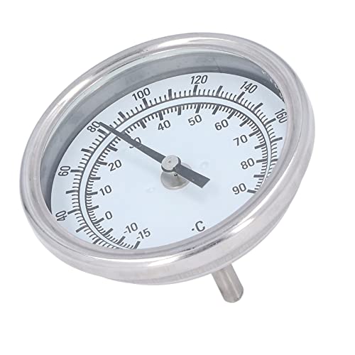Wisecoco 3.3" Dial Stainless Steel Bimetallic Thermometer, 0-200F/-15-90C, 1% Accuracy, 1/2" NPT Back Mount