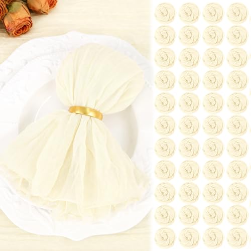 60 Pack Beige Cheesecloth Napkins 20"x20" Rustic Gauze Napkin Cheese Cloth Napkins Bulk Boho Washable Dinner Table Napkins for Wedding Party Bridal Baby Shower Birthday Decor - color: Beige