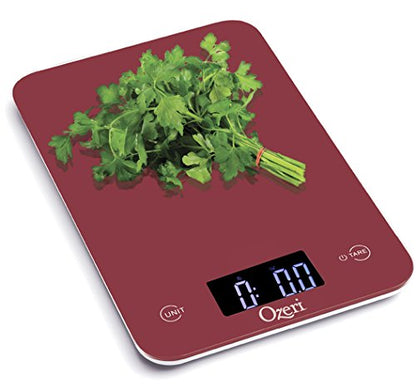 Ozeri Touch Professional Tempered Glass Digital Kitchen Scale, Red Engine - color: Red Engine