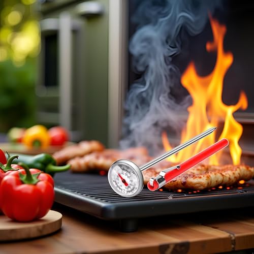 Silver Meat Thermometer for Grilling, Food Thermometer for Cooking, Milk, Kitchen Instant Read Thermometer, Pocket Thermometers Food Temperature Probe, Thermometers and Timers