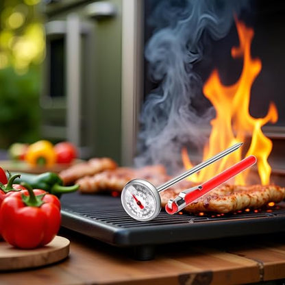 Silver Meat Thermometer for Grilling, Food Thermometer for Cooking, Milk, Kitchen Instant Read Thermometer, Pocket Thermometers Food Temperature Probe, Thermometers and Timers