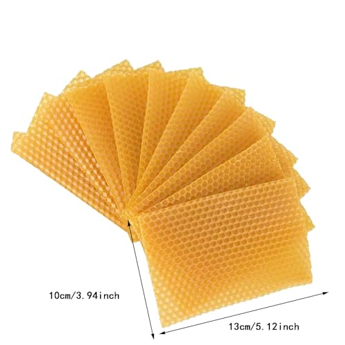 10 Pcs Beehive Wax Frame, Beeswax Sheets Sheets Honeycomb Wax Coating Base Board, Beekeeping Foundation Beeswax Making DIY Candle Maker (Yellow, One Size)