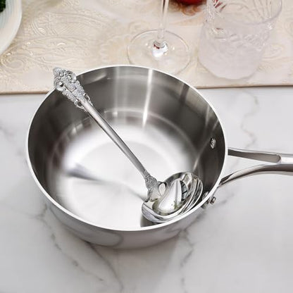 KEAWELL Premium 7.5 inch Luxury Gravy Ladle, 18/10 Stainless Steel, Small Gravy Spoon for Home. Solid and Sturdy, Dishwasher Safe. (1, Silver) - color: Silver
