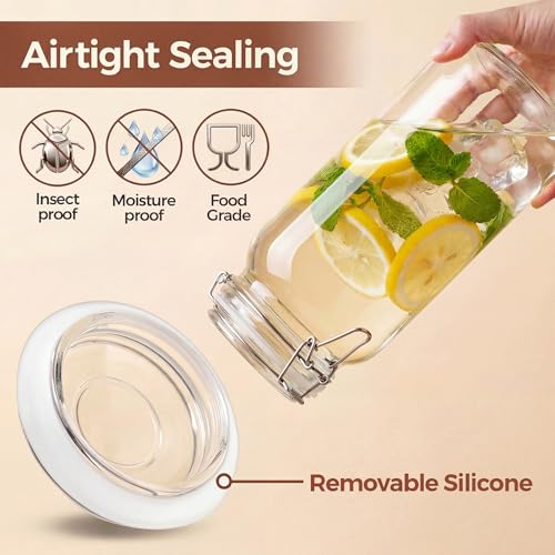 78oz - 3 Pack Square Glass Jars with Airtight Lid, Wide Mouth Mason Jars with Clamp Lids, Air Tight Glass Canisters, Best Food Storage Containers for Flour, Sugar, Cereal, Pasta, Rice, Coffee, Spice - color: Square-78OZ Set-3 Pack