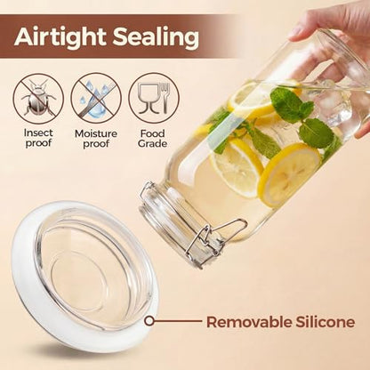 78oz - 3 Pack Square Glass Jars with Airtight Lid, Wide Mouth Mason Jars with Clamp Lids, Air Tight Glass Canisters, Best Food Storage Containers for Flour, Sugar, Cereal, Pasta, Rice, Coffee, Spice - color: Square-78OZ Set-3 Pack
