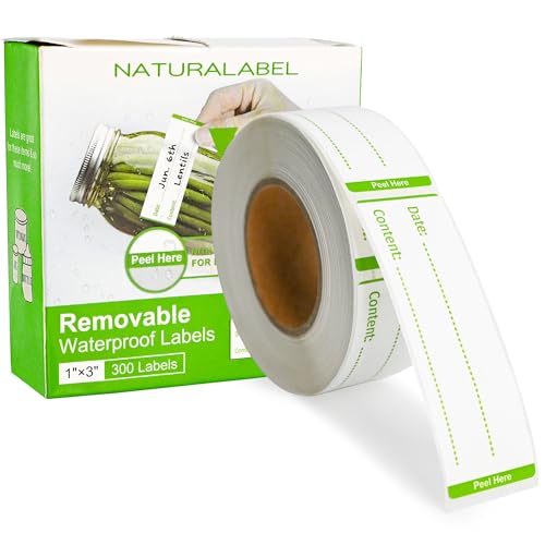 NATURALABEL 300 PCS Removable Freezer Labels with Dispenser - 1" x 3" Food Labels for Meal Prep Containers, Easy Peel-Off Design, No Residue (Green) - color: Preprinted-green
